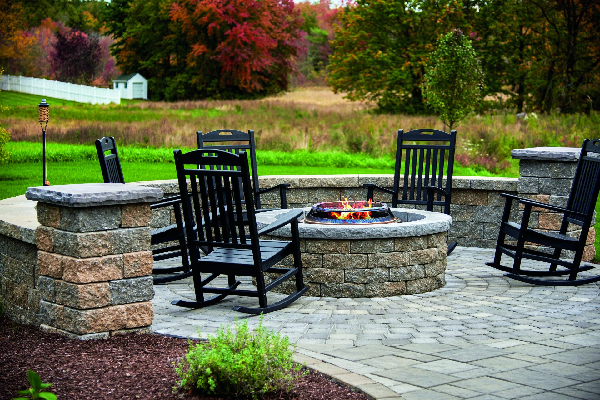 Stone fire pit bench cheap